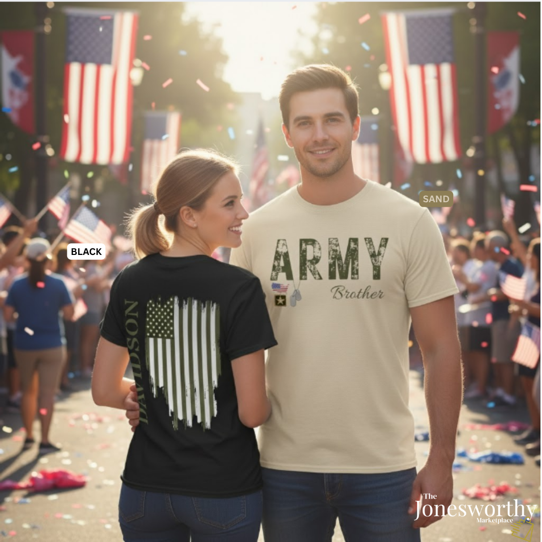 Personalized Army Family Support Tee, Sweatshirt & Hoodie Collection | Custom Military Apparel for Army Families