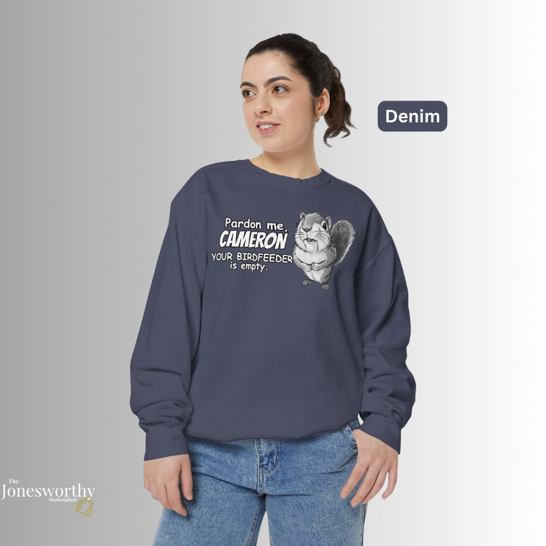 Personalized Squirrel Bird Feeder Comfort Colors Sweatshirt | Funny Bird Lover Gift