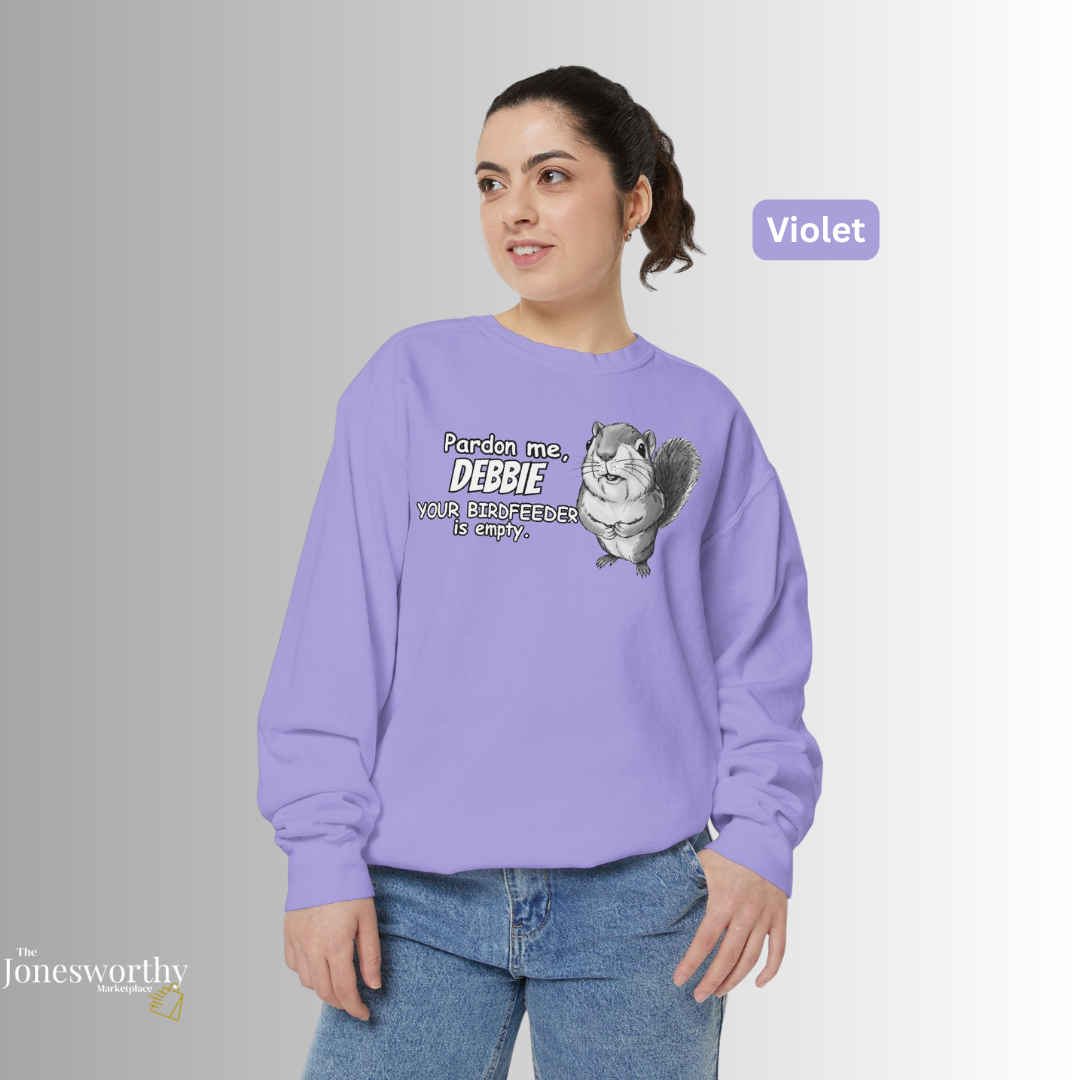 Personalized Squirrel Bird Feeder Comfort Colors Sweatshirt | Funny Bird Lover Gift