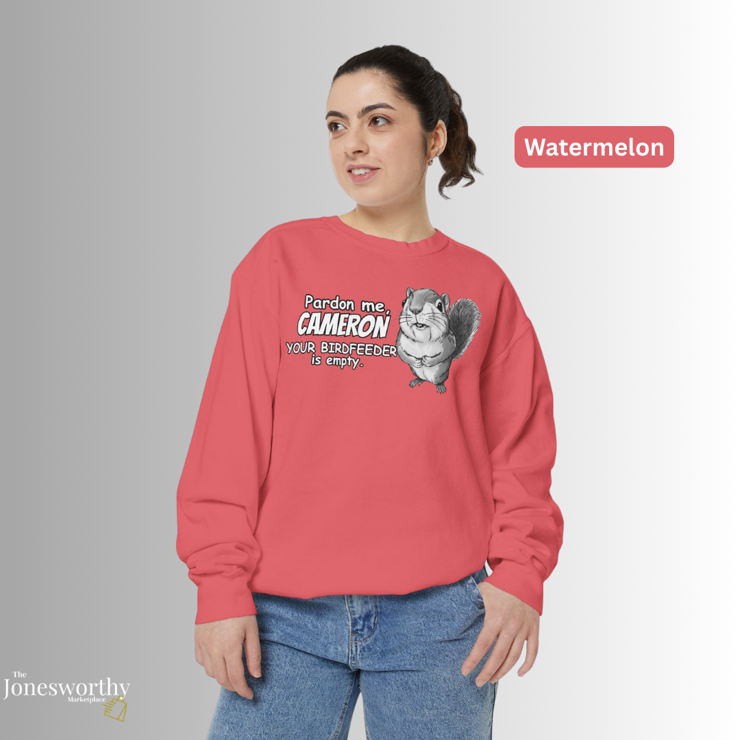 Personalized Squirrel Bird Feeder Comfort Colors Sweatshirt | Funny Bird Lover Gift