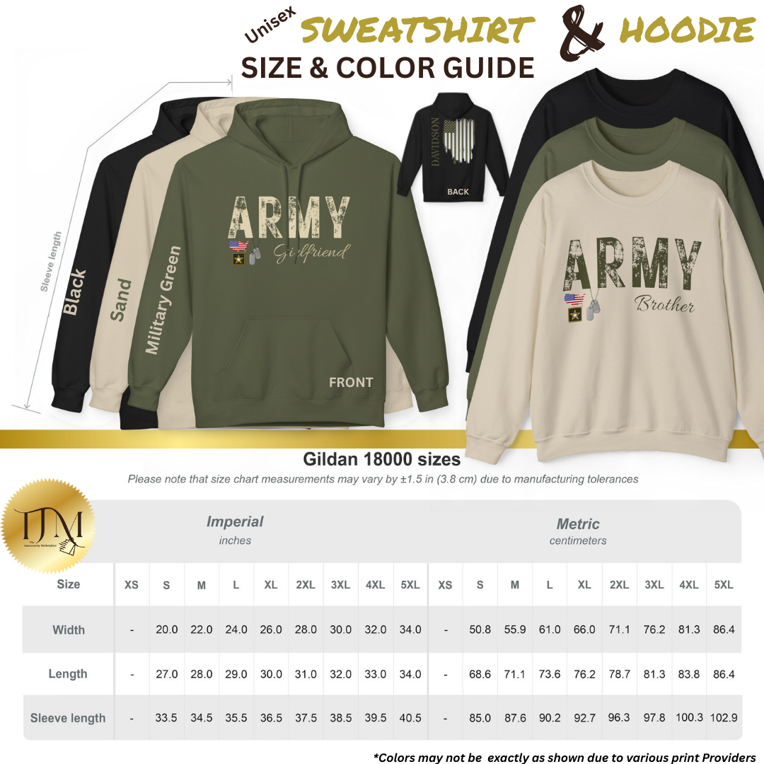 Personalized Army Family Support Tee, Sweatshirt & Hoodie Collection | Custom Military Apparel for Army Families