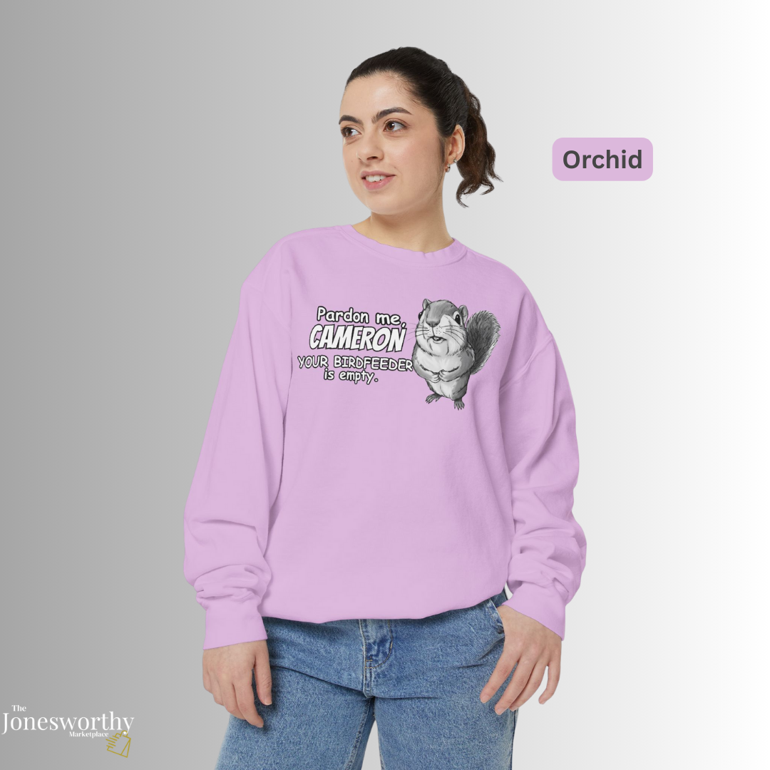 Personalized Squirrel Bird Feeder Comfort Colors Sweatshirt | Funny Bird Lover Gift