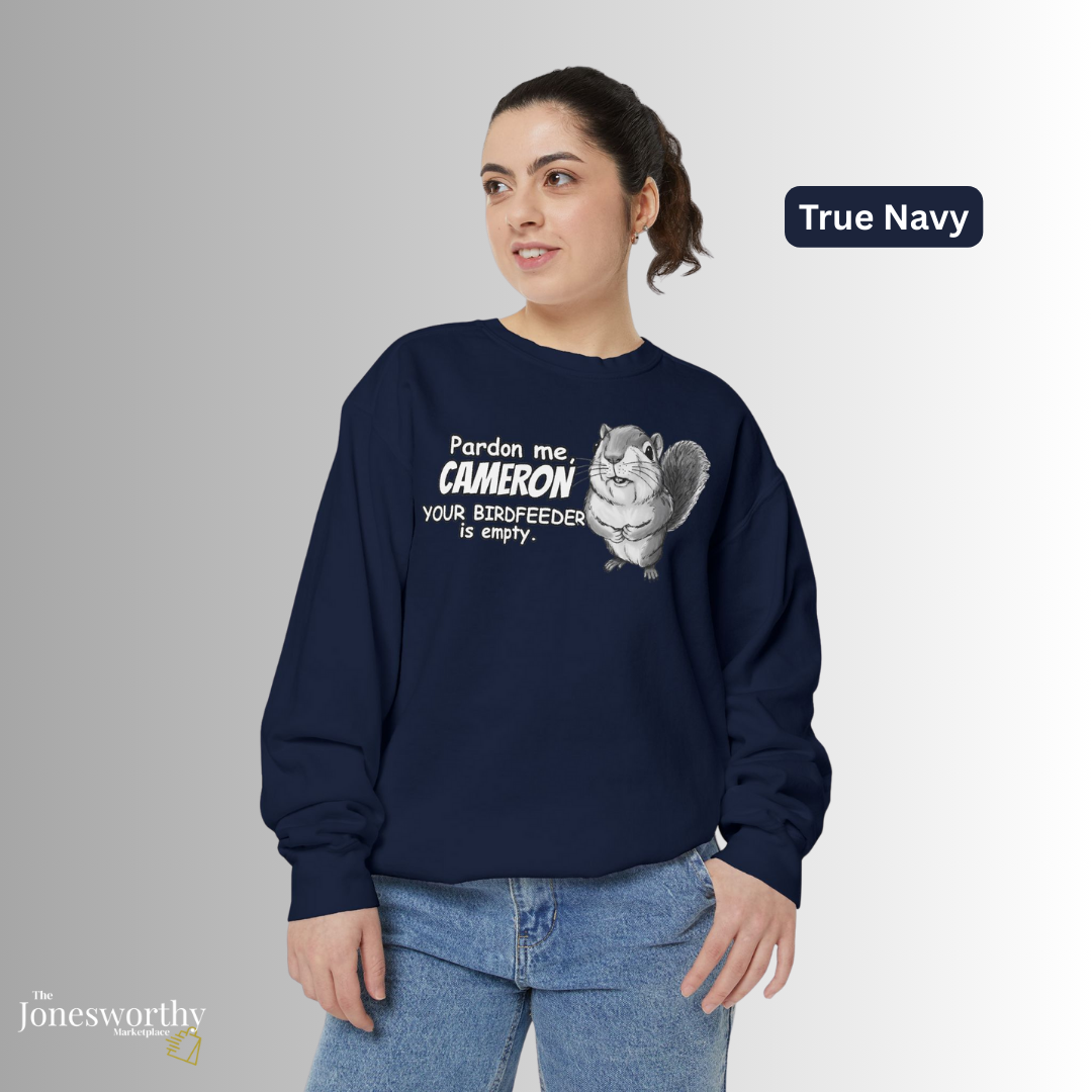 Personalized Squirrel Bird Feeder Comfort Colors Sweatshirt | Funny Bird Lover Gift