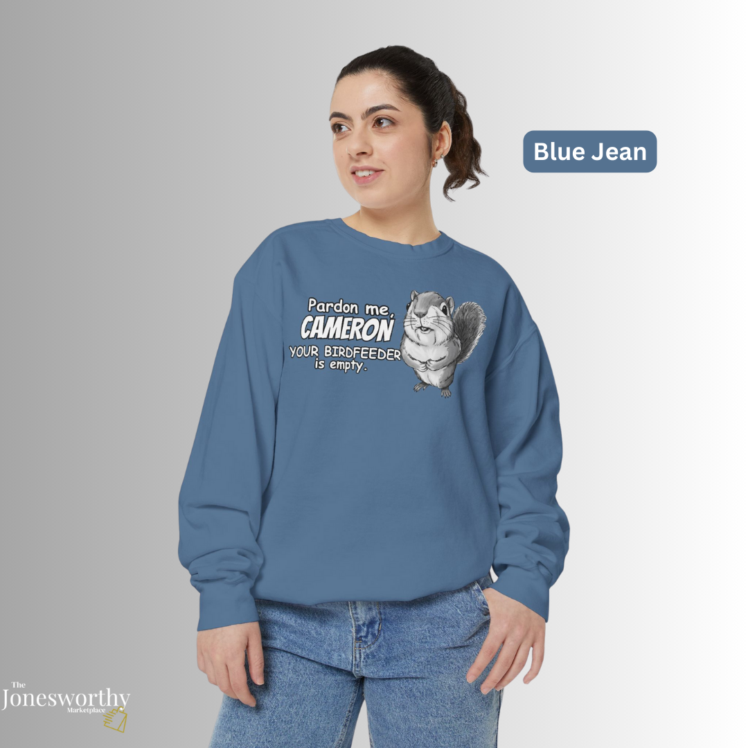 Personalized Squirrel Bird Feeder Comfort Colors Sweatshirt | Funny Bird Lover Gift