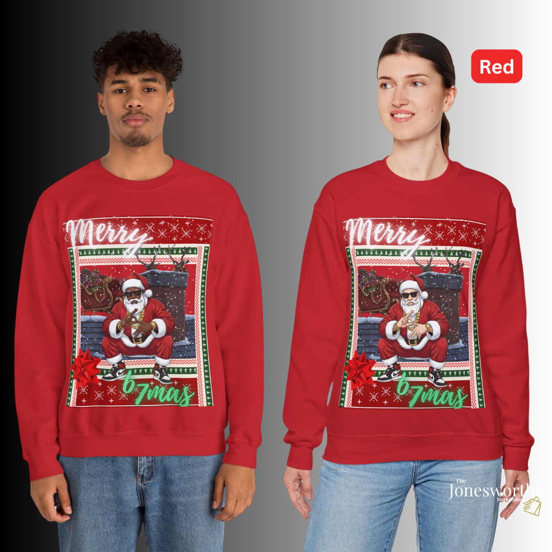 6-7 Merry X’mas Ugly Christmas Sweater – Cocoa Santa or Marshmallow Santa | Gildan 18000 Unisex Holiday Sweatshirt (S–3XL)