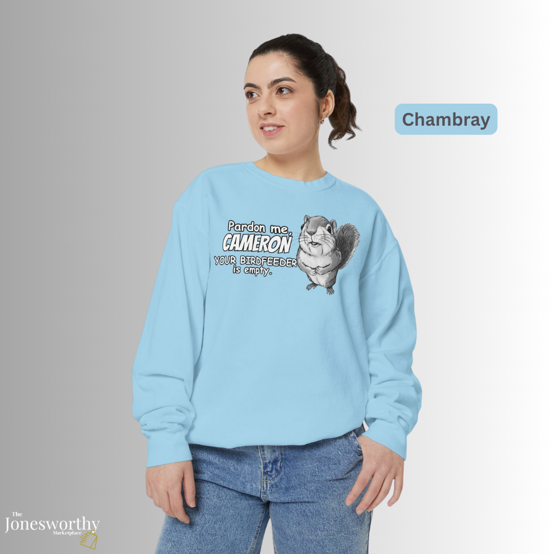 Personalized Squirrel Bird Feeder Comfort Colors Sweatshirt | Funny Bird Lover Gift