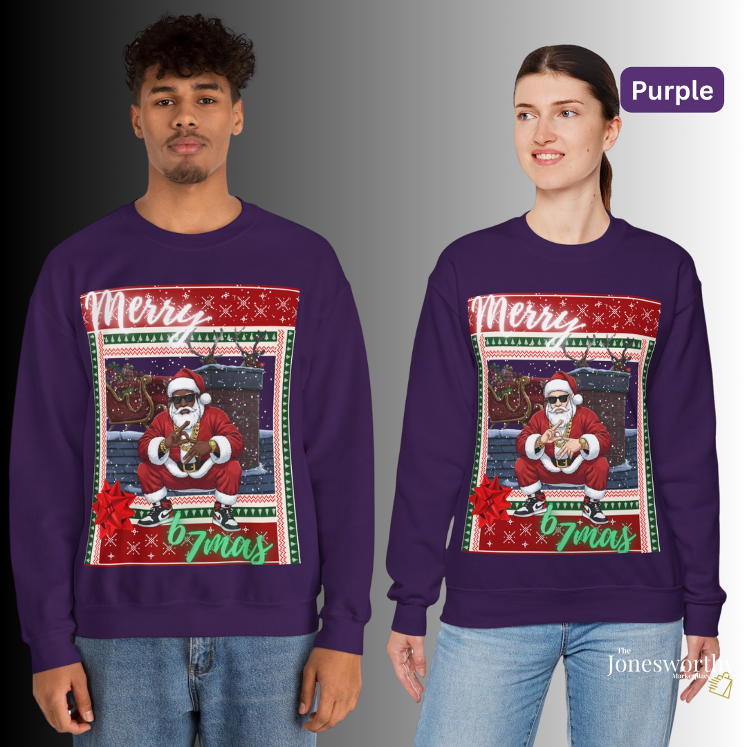 6-7 Merry X’mas Ugly Christmas Sweater – Cocoa Santa or Marshmallow Santa | Gildan 18000 Unisex Holiday Sweatshirt (S–3XL)