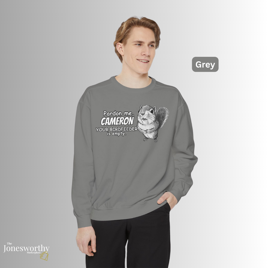 Personalized Squirrel Bird Feeder Comfort Colors Sweatshirt | Funny Bird Lover Gift