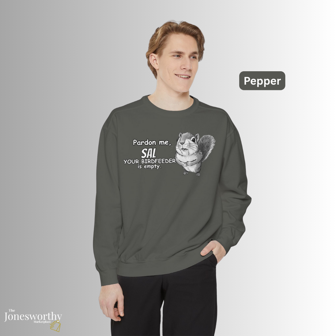 Personalized Squirrel Bird Feeder Comfort Colors Sweatshirt | Funny Bird Lover Gift