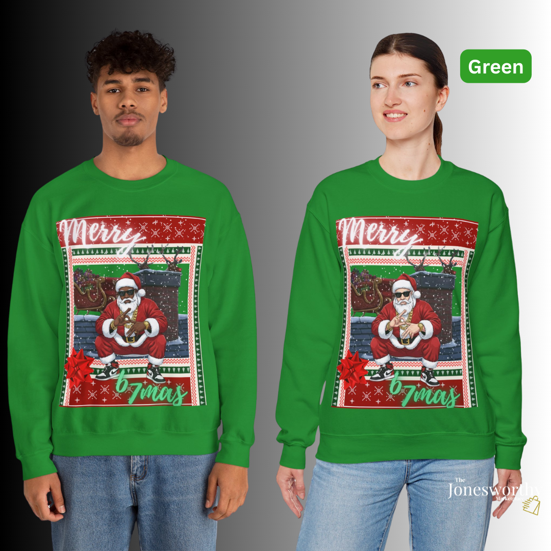 6-7 Merry X’mas Ugly Christmas Sweater – Cocoa Santa or Marshmallow Santa | Gildan 18000 Unisex Holiday Sweatshirt (S–3XL)