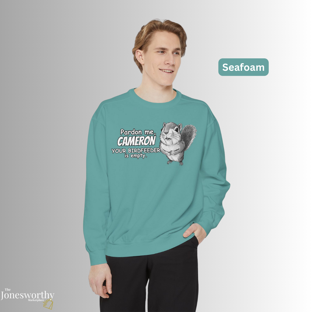 Personalized Squirrel Bird Feeder Comfort Colors Sweatshirt | Funny Bird Lover Gift