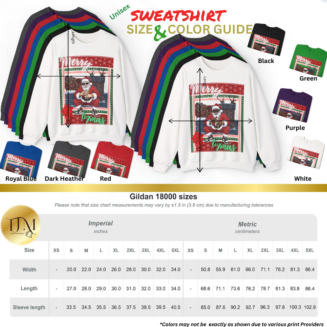 6-7 Merry X’mas Ugly Christmas Sweater – Cocoa Santa or Marshmallow Santa | Gildan 18000 Unisex Holiday Sweatshirt (S–3XL)