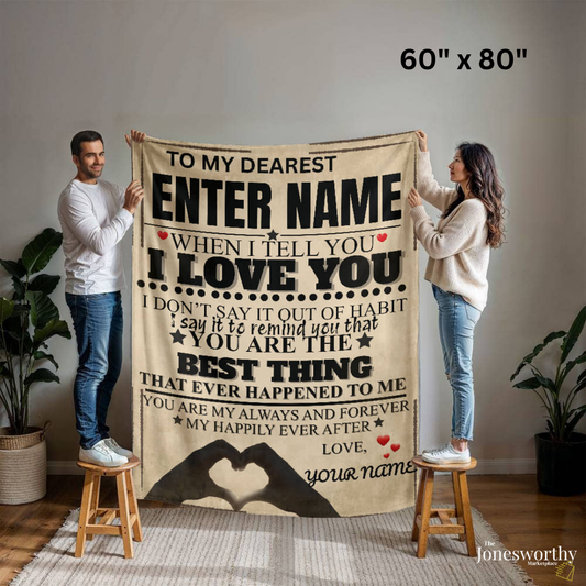 Personalized I Love You Blanket, Custom Name Fleece Throw, Mink or Sherpa Blanket, Romantic Gift 30x40 or 60x80
