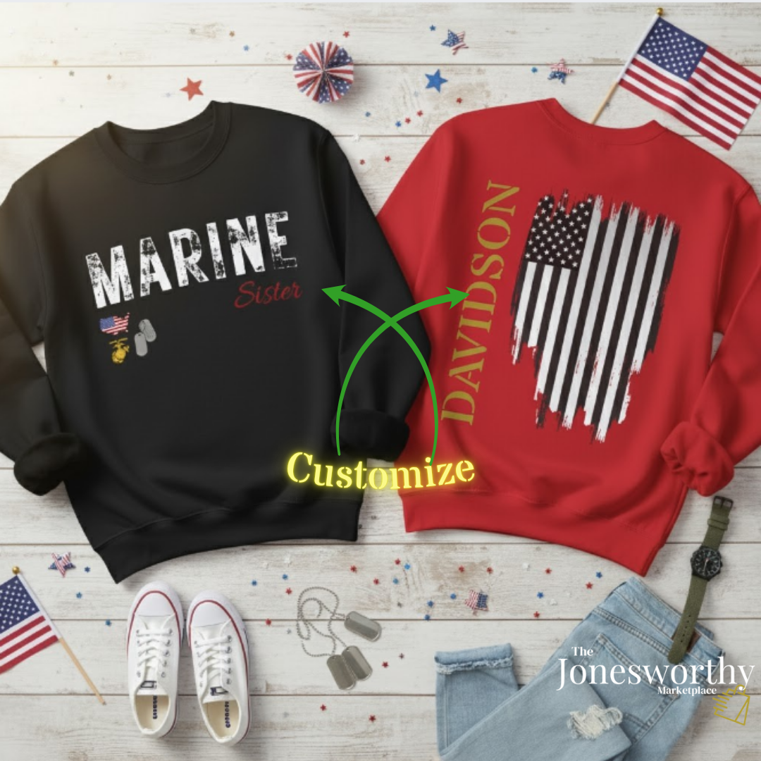 Personalized Marine Family Support Tee, Sweatshirt & Hoodie Collection | Custom Military Apparel for Marine Families