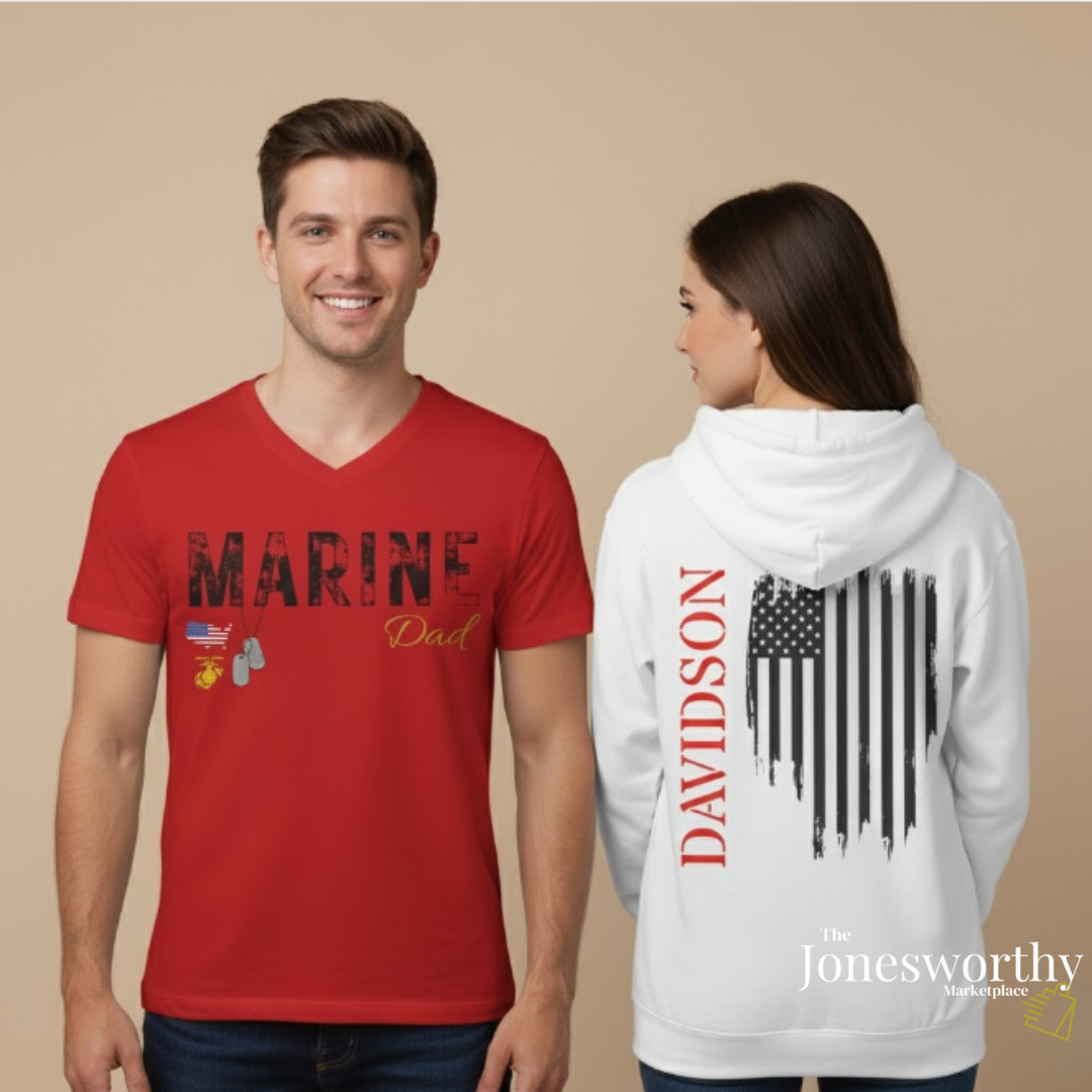 Personalized Marine Family Support Tee, Sweatshirt & Hoodie Collection | Custom Military Apparel for Marine Families