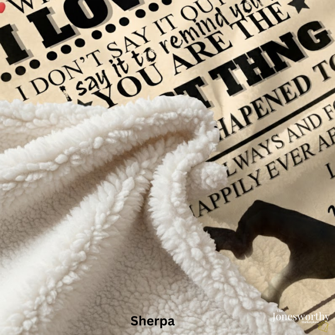 Personalized I Love You Blanket, Custom Name Fleece Throw, Mink or Sherpa Blanket, Romantic Gift 30x40 or 60x80