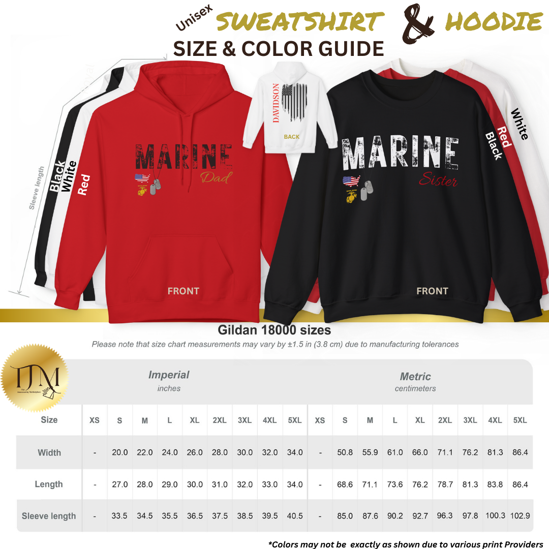 Personalized Marine Family Support Tee, Sweatshirt & Hoodie Collection | Custom Military Apparel for Marine Families