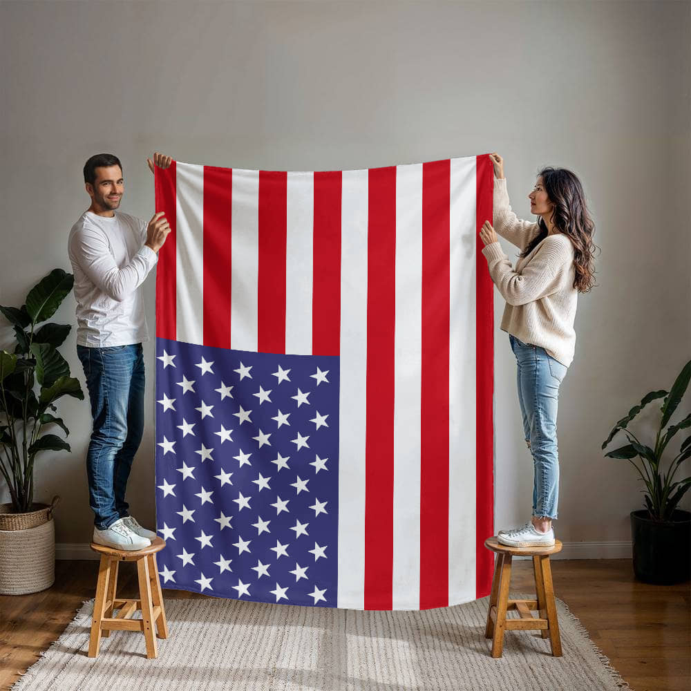 USA American Flag Mink Touch Luxury Fleece Blanket | Red White & Blue Patriotic Throw