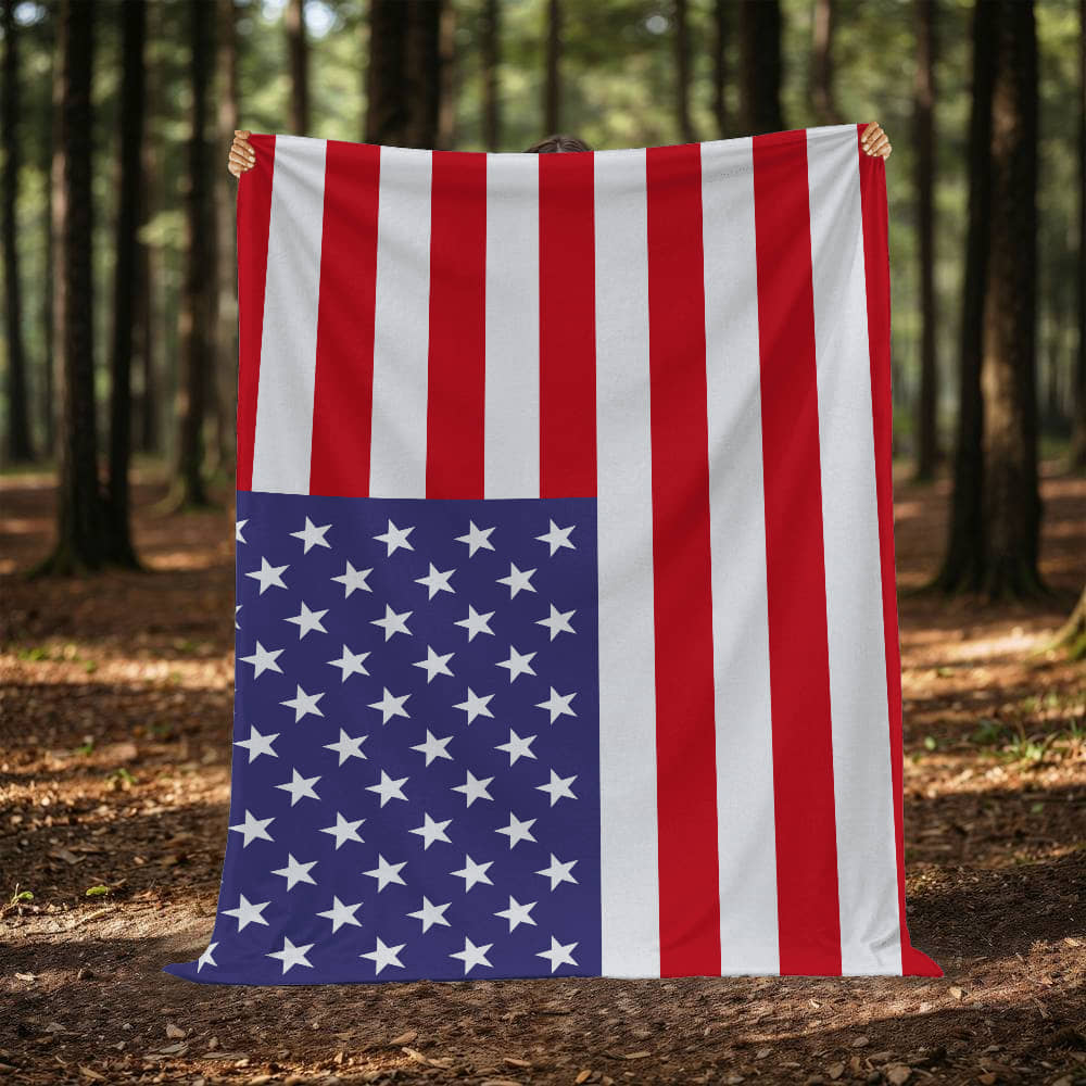 USA American Flag Mink Touch Luxury Fleece Blanket | Red White & Blue Patriotic Throw