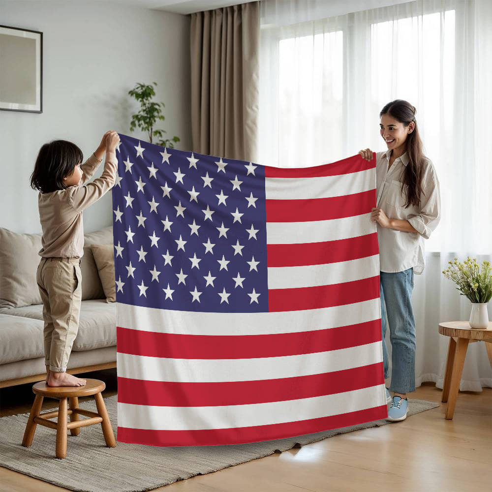 USA American Flag Mink Touch Luxury Fleece Blanket | Red White & Blue Patriotic Throw