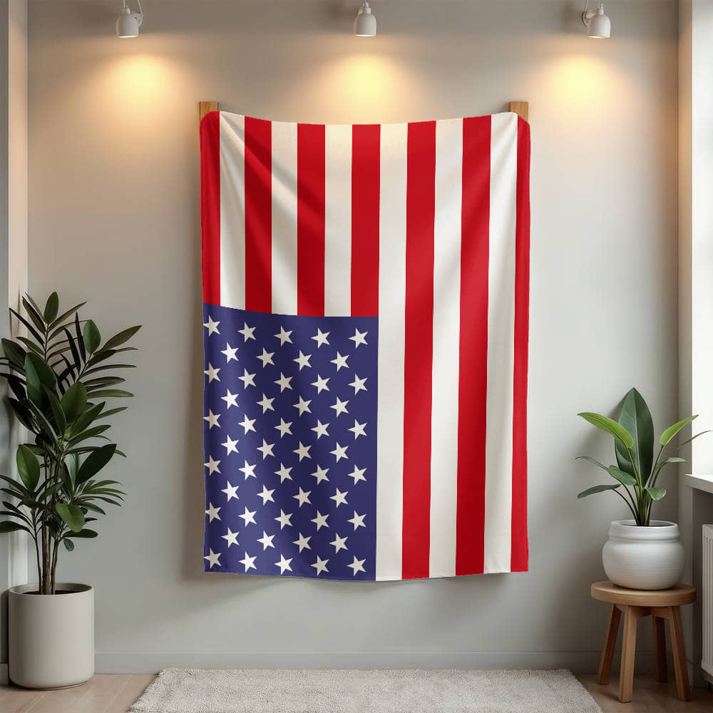 USA American Flag Mink Touch Luxury Fleece Blanket | Red White & Blue Patriotic Throw