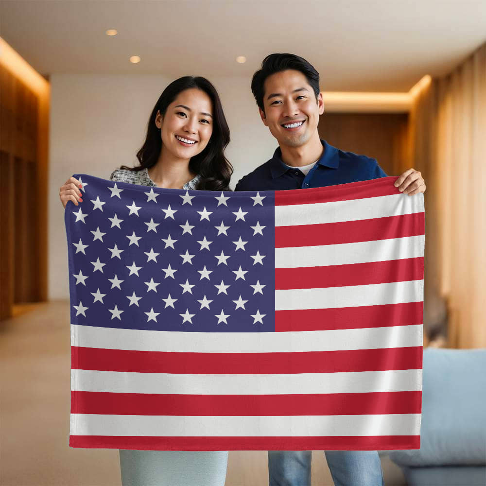 USA American Flag Mink Touch Luxury Fleece Blanket | Red White & Blue Patriotic Throw