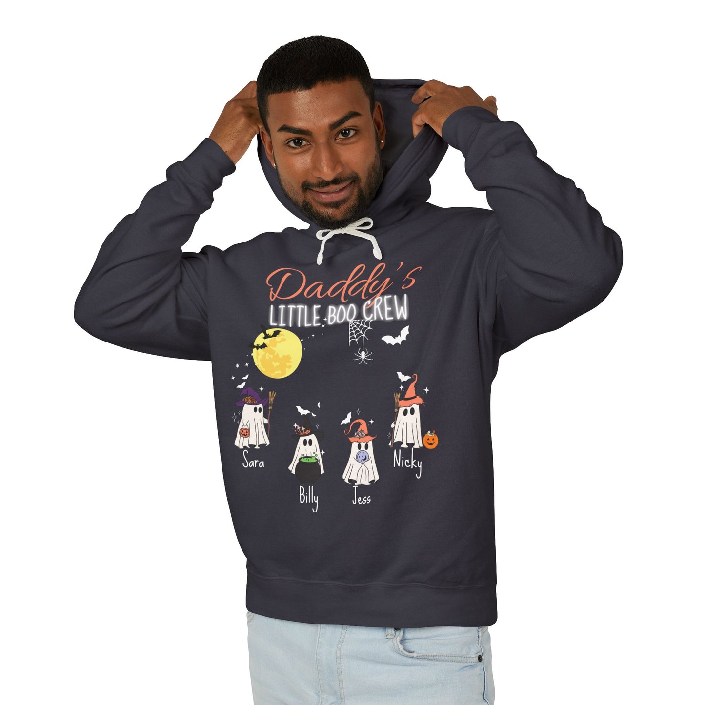 Personalized Halloween Hoodie – Custom “Little Boo Crew” Ghost Sweatshirt with Names & Titles