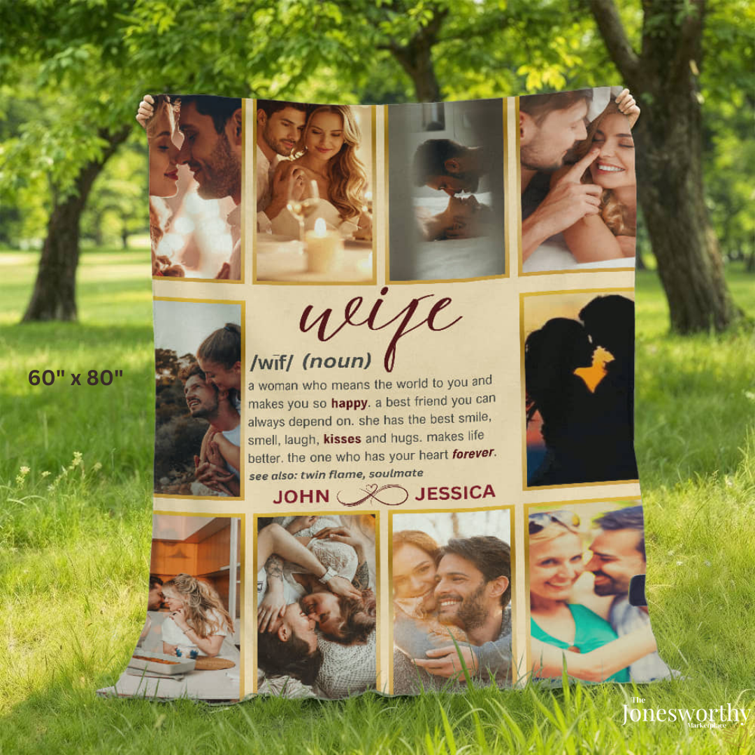 Personalized Photo Blanket | Phonetic Definition Husband, Wife, Girlfriend, Boyfriend  |Eternal Love, Anniversary, Valentine’s Day Gift