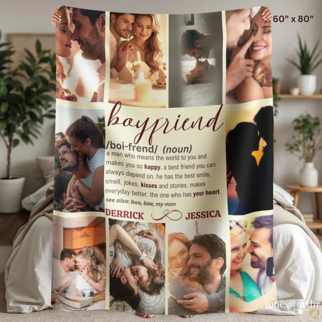 Personalized Photo Blanket | Phonetic Definition Husband, Wife, Girlfriend, Boyfriend  |Eternal Love, Anniversary, Valentine’s Day Gift