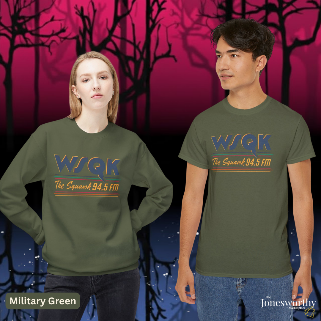 WSQK The Squawk Retro 80s Radio T-Shirt & Sweatshirt | Vintage Hawkins Vibe