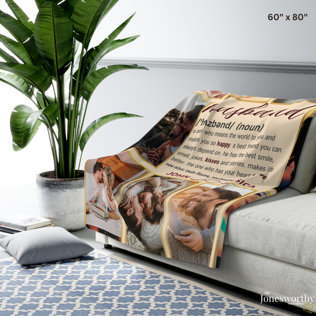 Personalized Photo Blanket | Phonetic Definition Husband, Wife, Girlfriend, Boyfriend  |Eternal Love, Anniversary, Valentine’s Day Gift