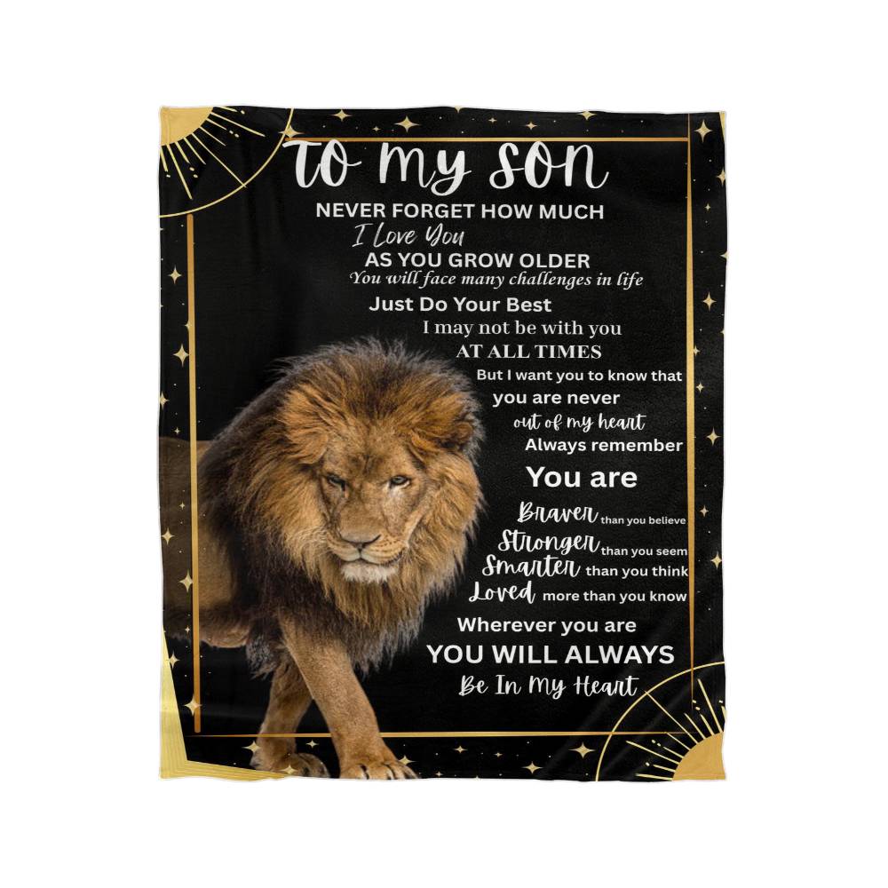 To My Son Lion Blanket | Inspirational Gift from Mom or Dad | Mink Touch or Sherpa Fleece | 30x40 & 60x80 | Meaningful Son Gift