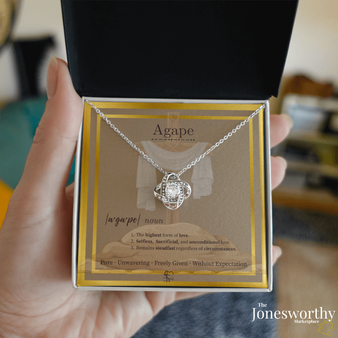 Agape Love Knot Necklace – ✝️ Christian Valentine's Gift for Wife or Girlfriend | Faith-Based Love Necklace with Cross Meaning