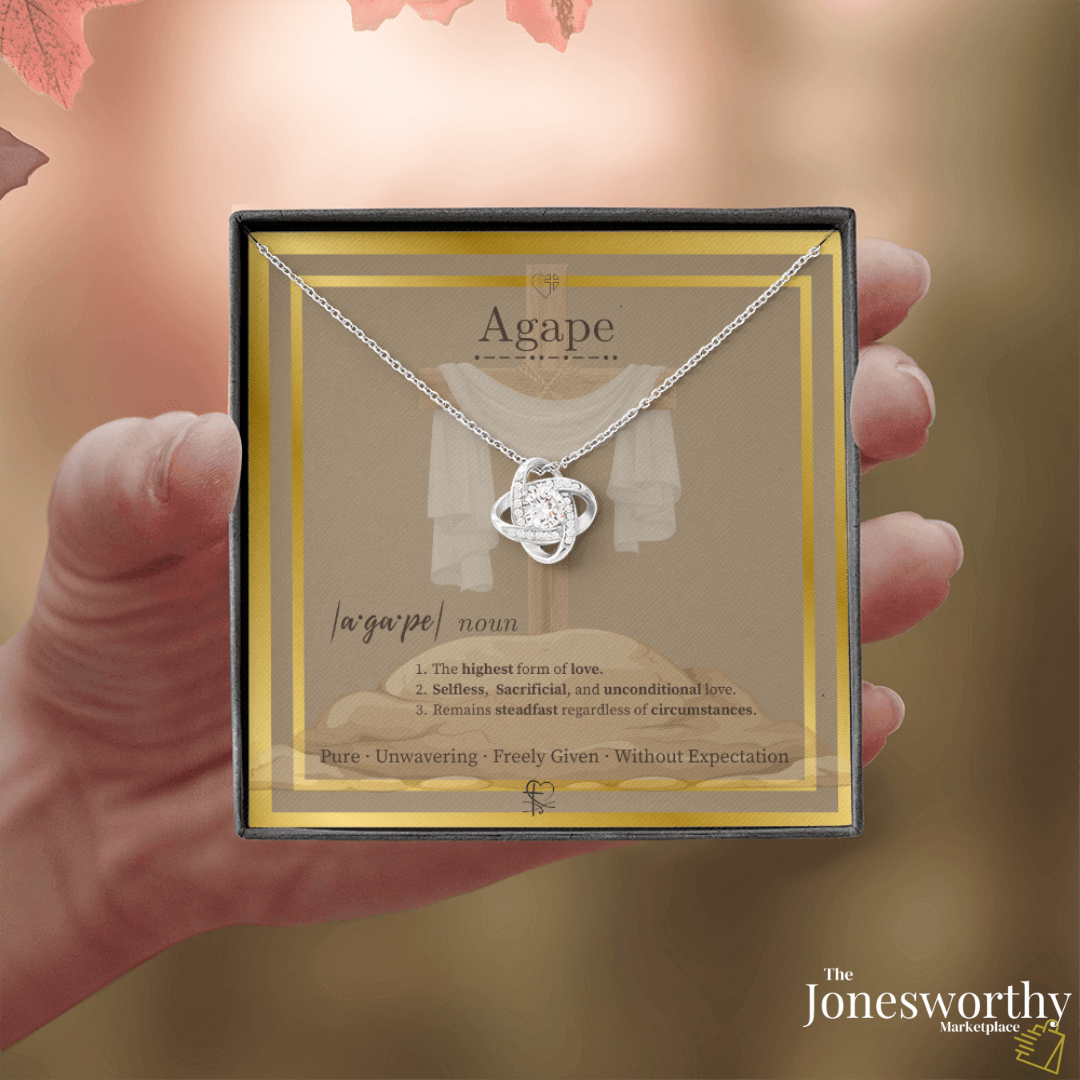 Agape Love Knot Necklace – ✝️ Christian Valentine's Gift for Wife or Girlfriend | Faith-Based Love Necklace with Cross Meaning