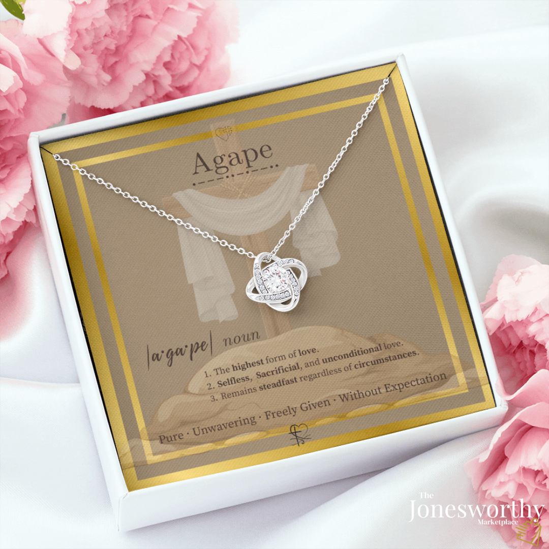 Agape Love Knot Necklace – ✝️ Christian Valentine's Gift for Wife or Girlfriend | Faith-Based Love Necklace with Cross Meaning