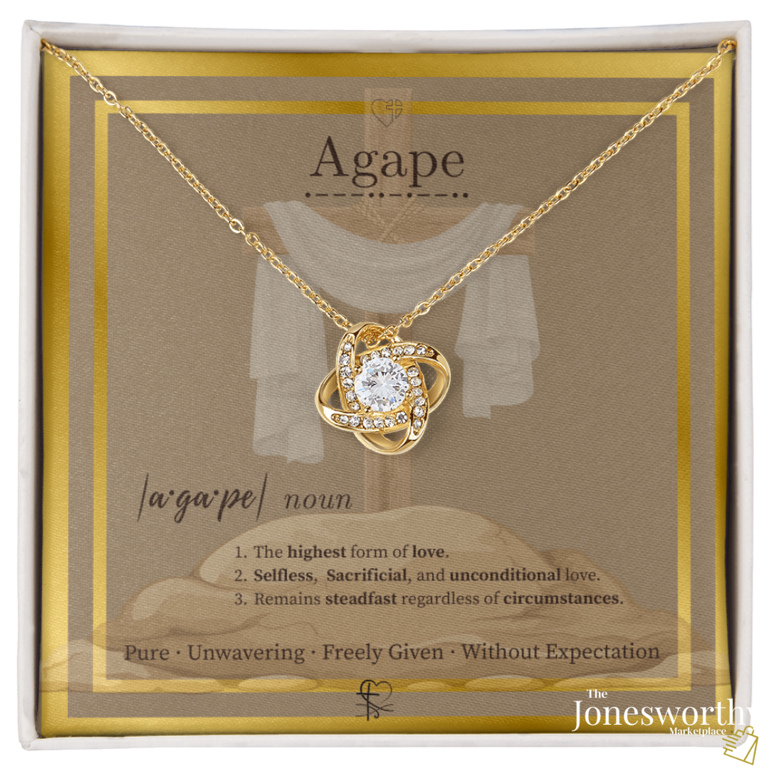 Agape Love Knot Necklace – ✝️ Christian Valentine's Gift for Wife or Girlfriend | Faith-Based Love Necklace with Cross Meaning