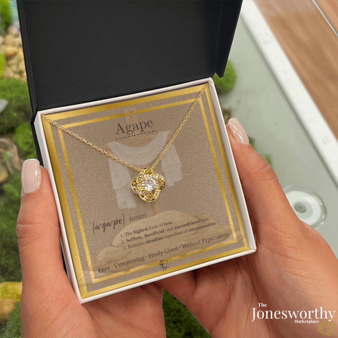 Agape Love Knot Necklace – ✝️ Christian Valentine's Gift for Wife or Girlfriend | Faith-Based Love Necklace with Cross Meaning