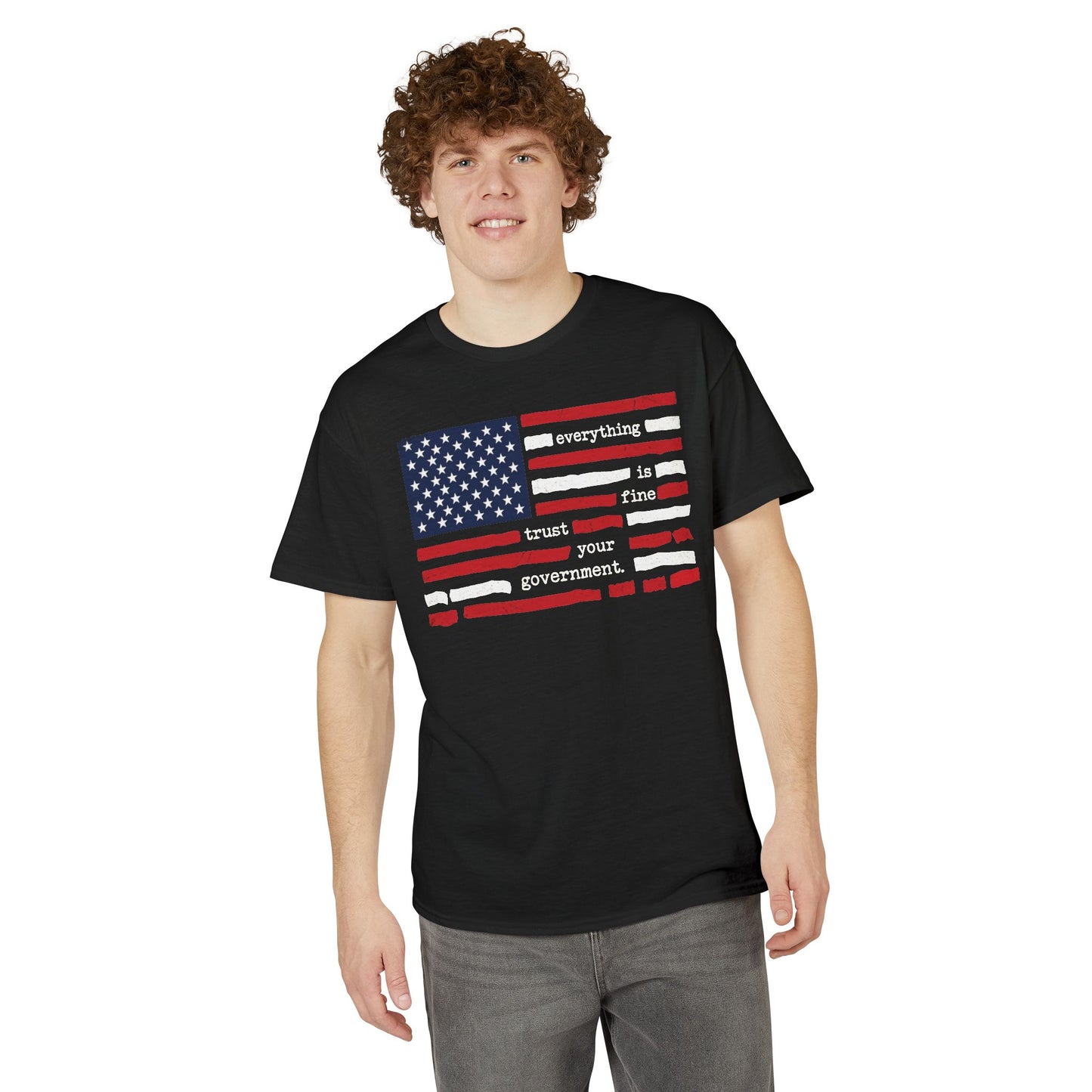 Everything Is Fine Trust Your Government Shirt | Patriotic Flag Tee | Gildan 8000 DryBlend® Unisex T-Shirt