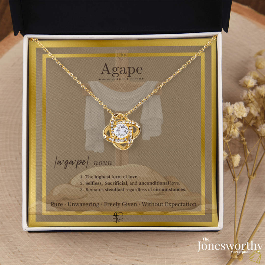 Agape Love Knot Necklace – ✝️ Christian Valentine's Gift for Wife or Girlfriend | Faith-Based Love Necklace with Cross Meaning