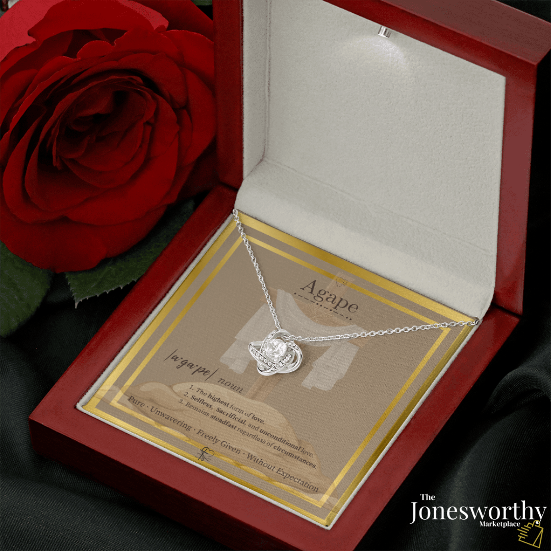 Agape Love Knot Necklace – ✝️ Christian Valentine's Gift for Wife or Girlfriend | Faith-Based Love Necklace with Cross Meaning