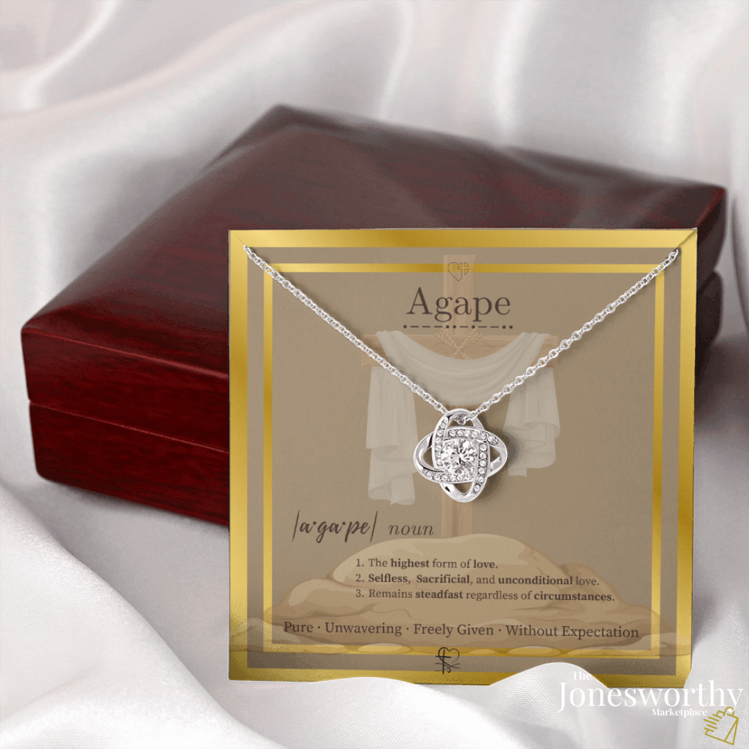 Agape Love Knot Necklace – ✝️ Christian Valentine's Gift for Wife or Girlfriend | Faith-Based Love Necklace with Cross Meaning