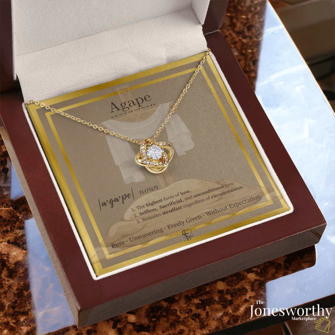 Agape Love Knot Necklace – ✝️ Christian Valentine's Gift for Wife or Girlfriend | Faith-Based Love Necklace with Cross Meaning