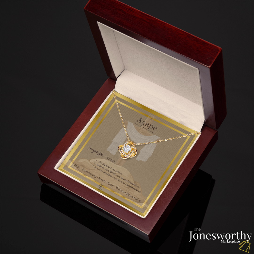 Agape Love Knot Necklace – ✝️ Christian Valentine's Gift for Wife or Girlfriend | Faith-Based Love Necklace with Cross Meaning