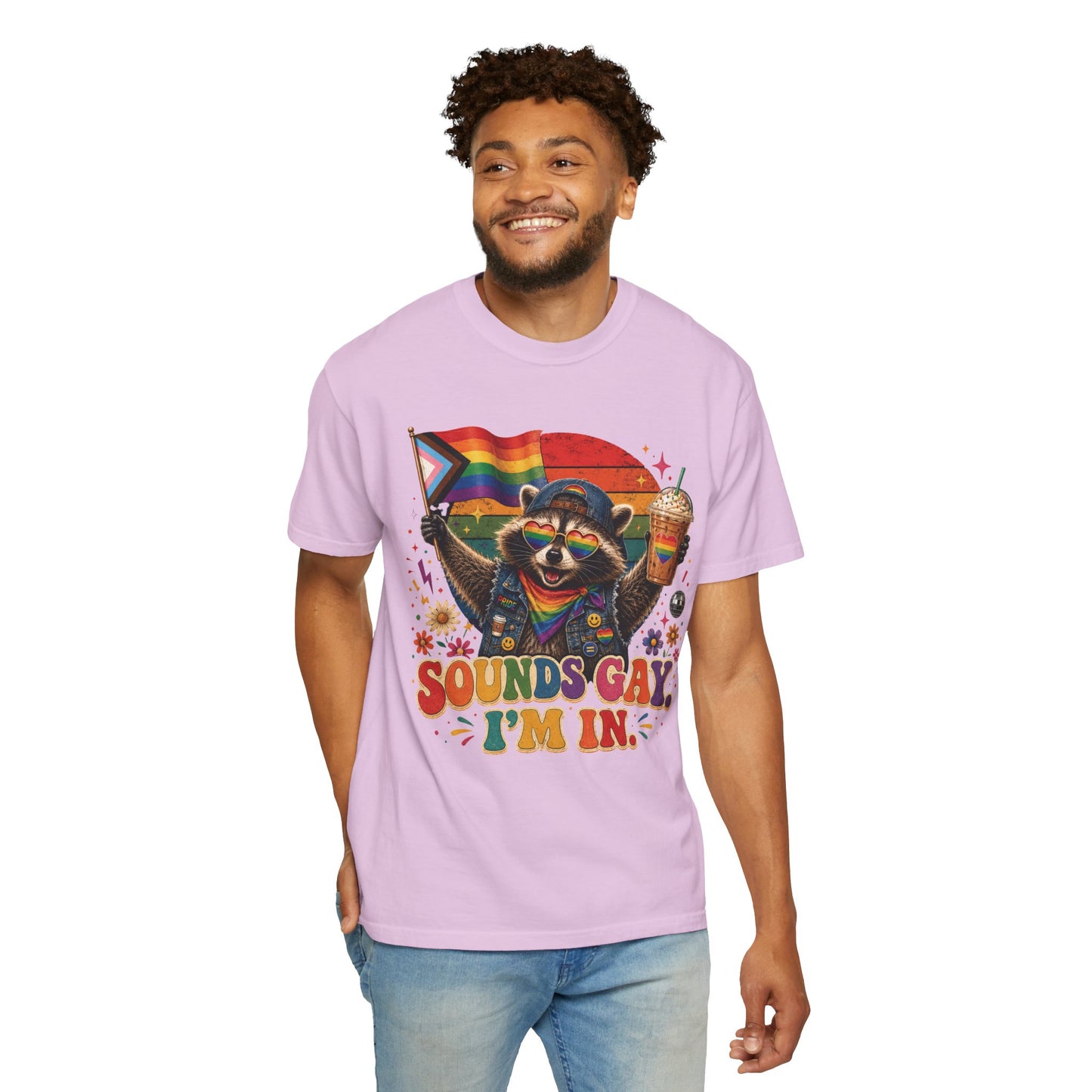 Sounds Gay I'm In Shirt, Pride Raccoon Tee, LGBTQ Pride Shirt, Ally Gift, Drag Brunch Shirt, Comfort Colors Graphic Tee