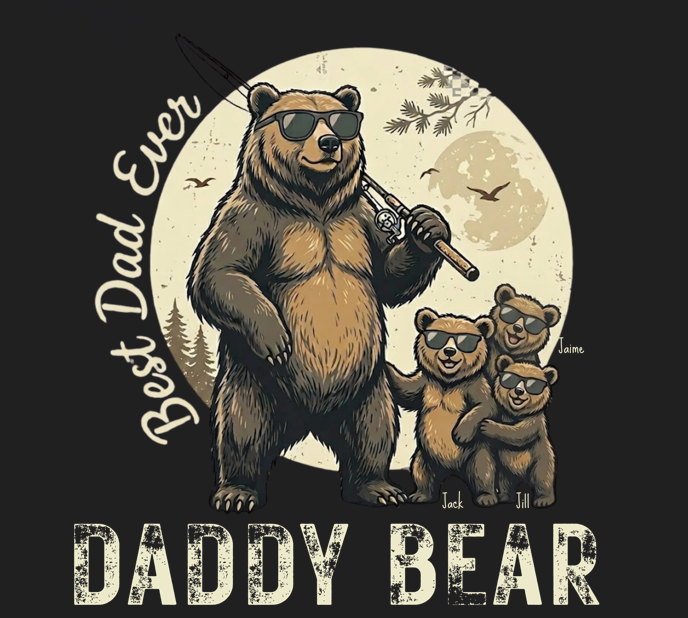 Personalized Daddy Bear Shirt | Custom Dad Bear Tee with Kids Names | Father's Day Gift for Dad | Comfort Colors® 1717