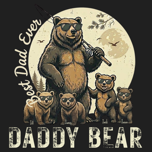 Personalized Daddy Bear Shirt | Custom Dad Bear Tee with Kids Names | Father's Day Gift for Dad | Comfort Colors® 1717
