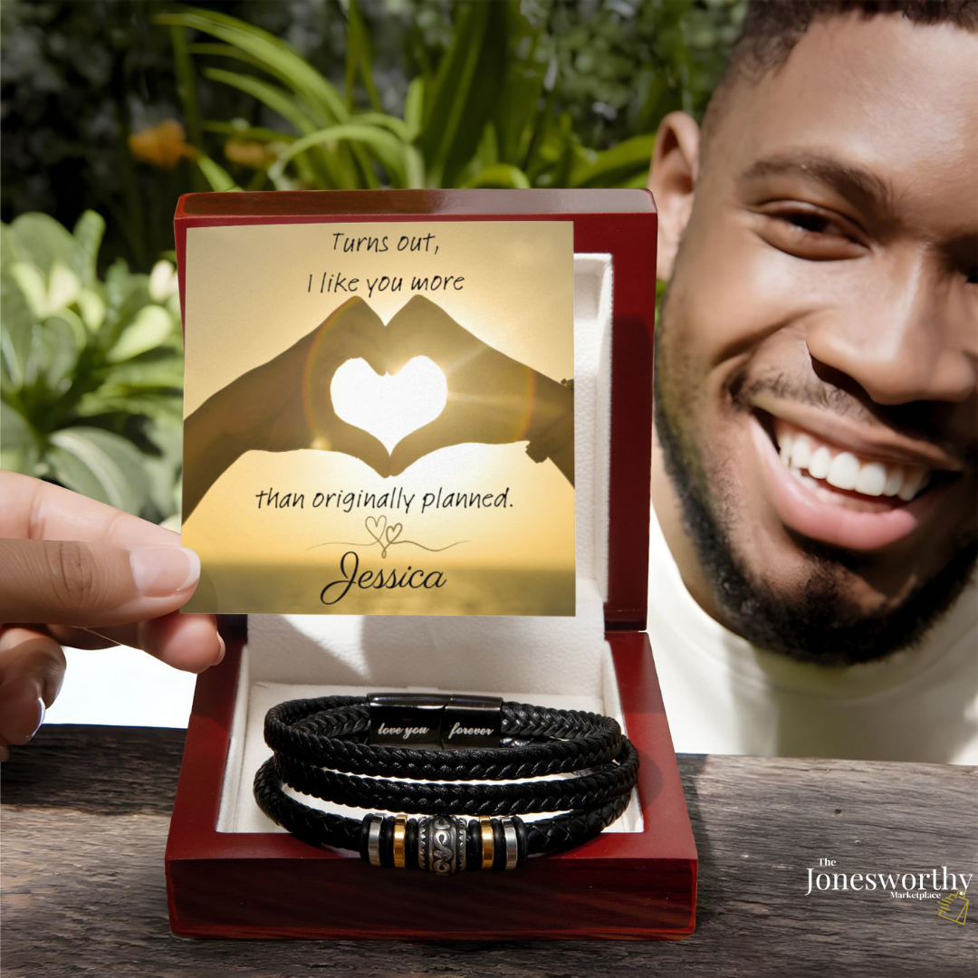 Personalized Men’s Bracelet | I like you more than Originally Planned| Minimalist Gift for Him | Anniversary| Valentine's Day| Birthday