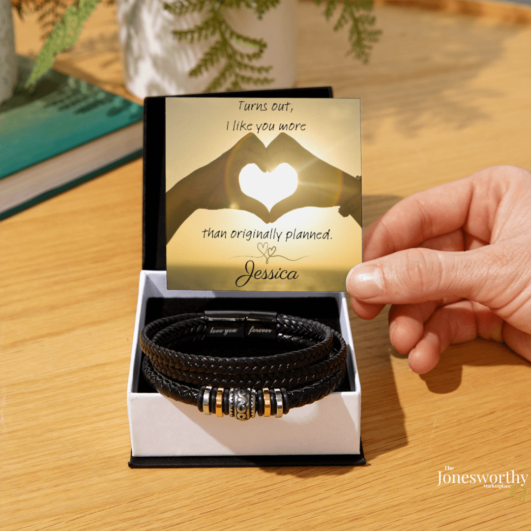 Personalized Men’s Bracelet | I like you more than Originally Planned| Minimalist Gift for Him | Anniversary| Valentine's Day| Birthday