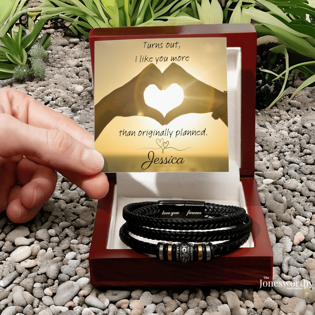 Personalized Men’s Bracelet | I like you more than Originally Planned| Minimalist Gift for Him | Anniversary| Valentine's Day| Birthday