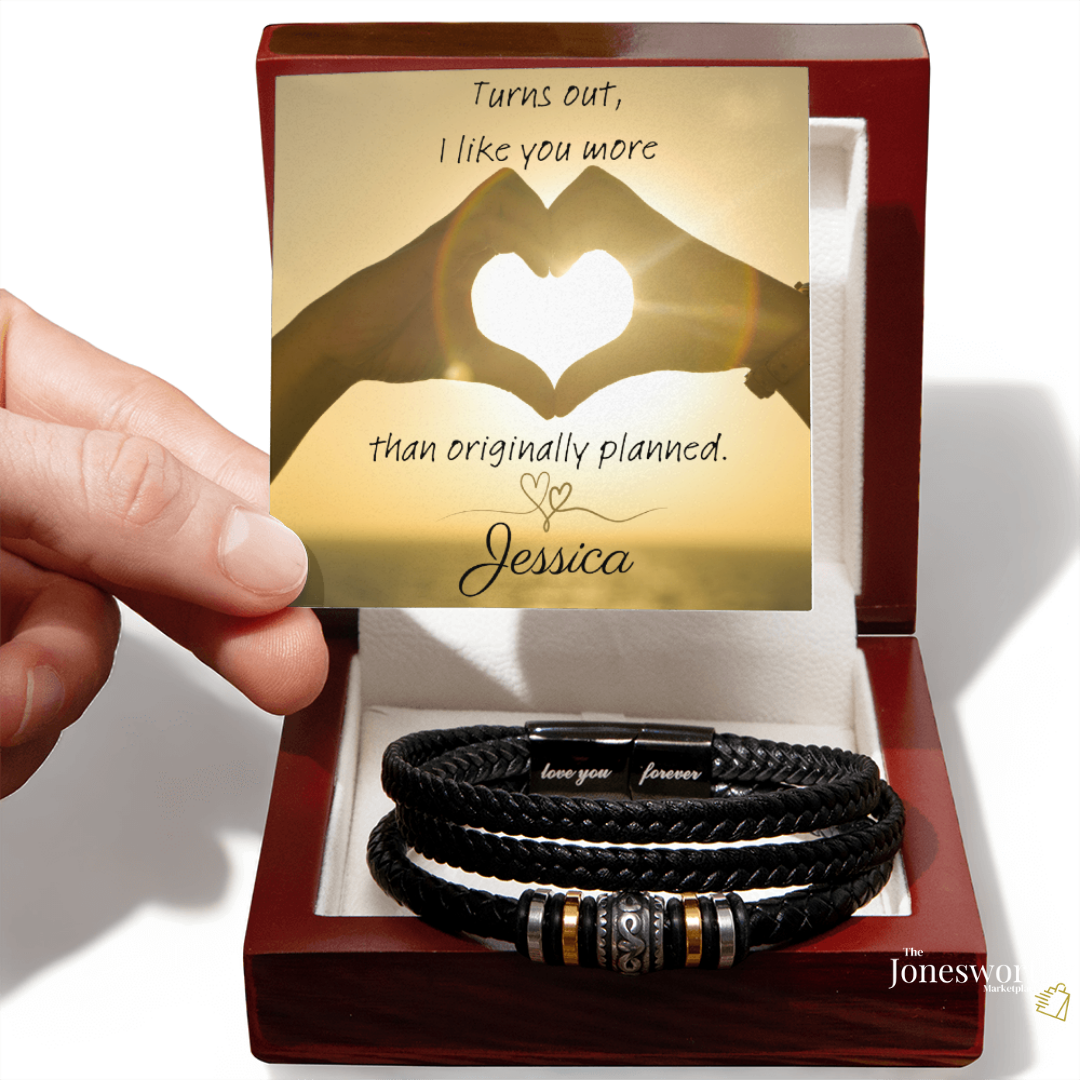 Personalized Men’s Bracelet | I like you more than Originally Planned| Minimalist Gift for Him | Anniversary| Valentine's Day| Birthday